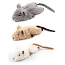 Cat toy plush mouse made of lambs wool - Jumbo Crinkle Catnip Rodent - 3 colours assorted
