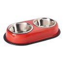 Feeding Station Double Bowl Feeding Bar with 2 Stainless Steel Bowls 