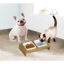 Feeding Station Ceramic Bowl Set Double Bowl for Cats and Small Dogs 2 x 200 ml or 2 x 400 ml