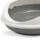 Oval litter tray litter tray with rim white-grey 55 x 48,5 x 15,5 cm