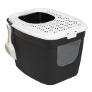 Cat Litter Box with Front and Top Entry Black-White