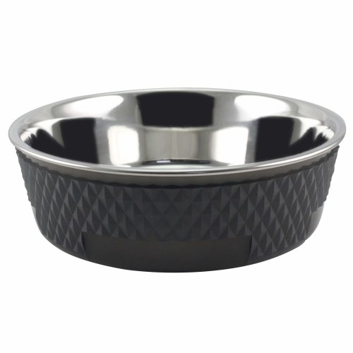 Dog bowl double walled food bowl water bowl stainless steel 850 ml black