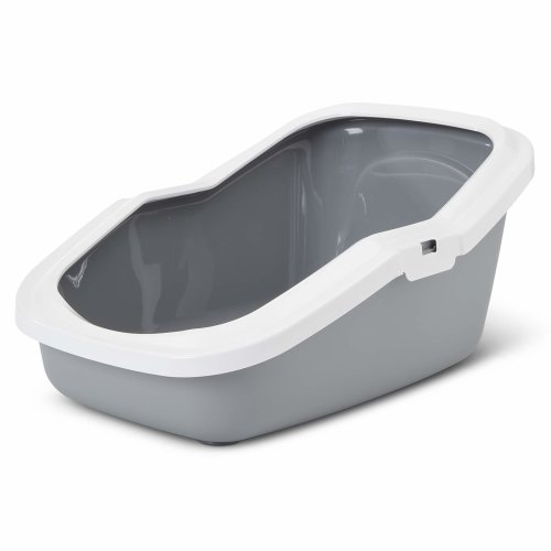 Cat Toilet Tray Litter tray with rim ASEO grey-white 56 x 39 x 27.5 cm