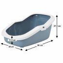 Litter tray litter tray with rim ASEO white-blue - 58 x 38 x 28 cm