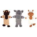 Hundespielzeug Plüschspielzeug aus Lammfellimitat mit PET Knisterflasche Affe, Schaf oder Pferd